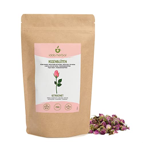 IDDA Herbal Gedroogde rozenblaadjes, rozenblaadjesthee, gedroogde rozenknopjes, gedroogde roos (250 GR)