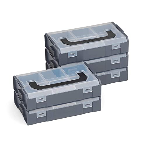 L-BOXX Bosch Sortimo  Mini, antraciet, 5 stuks in set, transparante deksel; innovatief transportsysteem