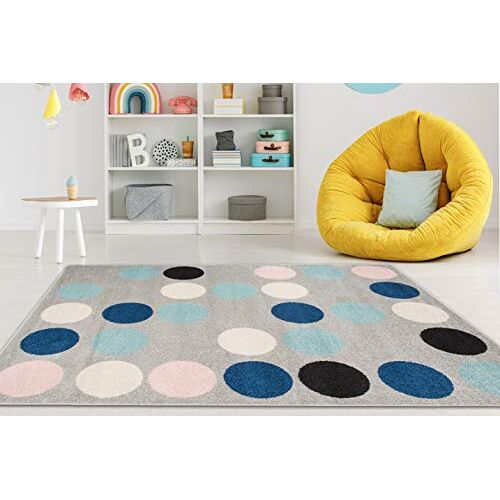 Carpeto Rugs Tapijt Voor Kinderen Vloerkleed Kinderkamer Tapijten Patroon Tapijt Kortstondig Pooltje Tapijt Kinderkamer, Slaapkamer OEKO-TEX Carpet Rug 200x290 cm Grijs Turkoois