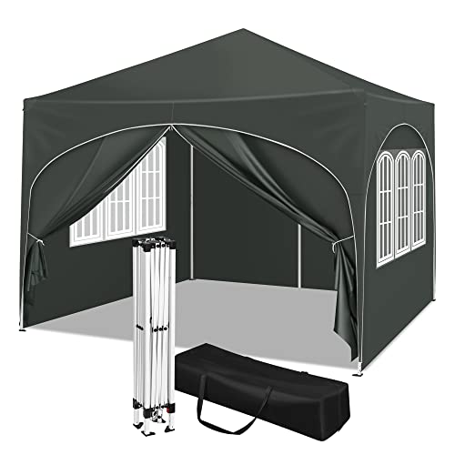 WOLTU Paviljoen, vouwpaviljoen, 3 x 3 m, met 4 zijwanden, partytent, waterafstotend, uv-bescherming 50+, in hoogte verstelbaar tuinpaviljoen, met draagtas, voor outdoor, tuin, camping, grijs