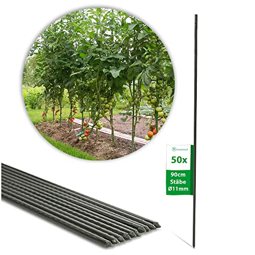 Novatool 50 plantenstaven 90 cm groen 11 mm diameter rankstaven klimhulp tomatenstaven bloemenhouder