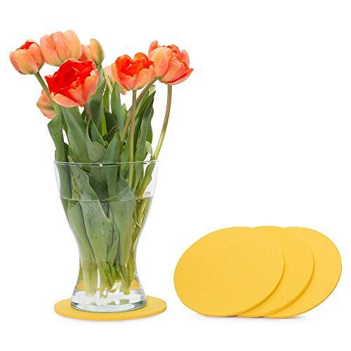 FILU Vilten onderzetters rond 15cm 4-pack (kleur naar keuze) geel onderzetters van vilt voor tafel en bar als glasonderzetter/drankonderzetter voor glas en glazen