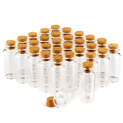 com-four ® 30x kruidenpotjes 10ml met kurk, set mini glazen flesjes, cadeauglazen set, opslag van oliën, specerijen, kruiden of thee (030 stuks)