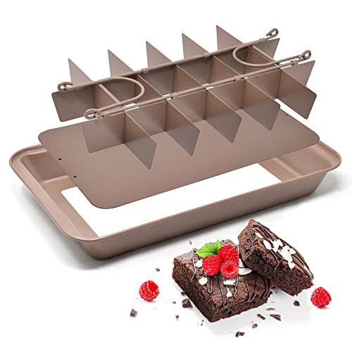 joeji's Kitchen Joejis Rechthoekig bakblik 31cm x 20cm Brownie bakvorm Anti-aanbak bakvorm Bakvorm Brownie pan van koolstofstaal met verdelers 18 stuks Chocolade Brownies Cutter