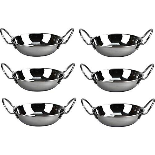 PRIMA Set van 6 RVS 17CM BALTI gerechten Indiase serveergerechten Curry Night Fast Dispatch by