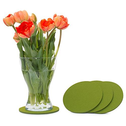 FILU Vilten onderzetters rond 15 cm 4-pack (kleur naar keuze) groen onderzetters van vilt voor tafel en bar als glasonderzetter/drankonderzetter voor glas en glazen