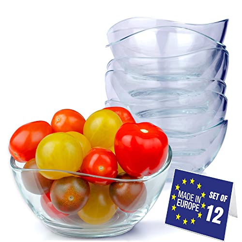 NORDIC SCHILLER LAV Glazen dessertkommen van glas, 12 stuks, 310 ml, zonder lood, kom voor ijs van glas, sauzen Sundae snoep, schalen voor fruit, slakommen van glas, dessertbekers