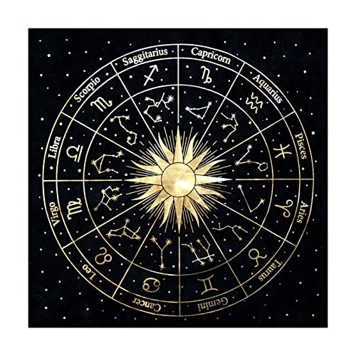 Pomrone Altar Tarot tafelkleed, zwart tafelkleed, hemels tafelkleed, fluwelen wit kaartjes, tafelkleed, hekserij levert, tafelkleed voor horoscoop astrologie, 44 cm