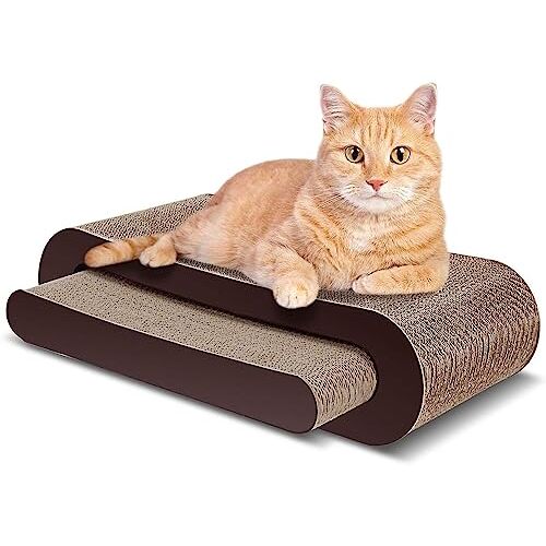 FluffyDream Krabkarton krabplank kat 2-in-1, duurzame boardpads, kattenkrabplank kattenkrabplank karton lounge bed, 43 x 20 x 11 cm