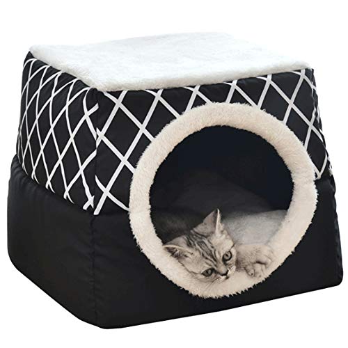 LEDDP Kitten Bed Huisdier Bed Pluizige Hond Bed Pluizige Kat Bed Hond Cave Bed Indoor Huisdier Huis Huisdier Nest Kitten Bed Huisdier Bedden Voor Katten black,Large