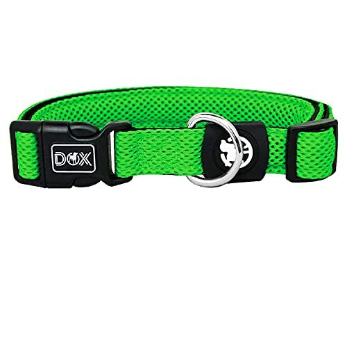 DDOXX Hondenhalsband Air Mesh, verstelbaar, gewatteerd, vele kleuren, voor kleine en grote honden, halsband voor hond, kat, puppy, hondenhalsband, kattenhalsband, puppyhalsband, klein, groen, L