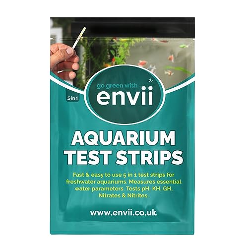 Envii Aquarium 5 in 1 Test Strips Watertesten voor pH, KH, GH, nitraten en nitrieten in aquaria en aquariums 25 strips