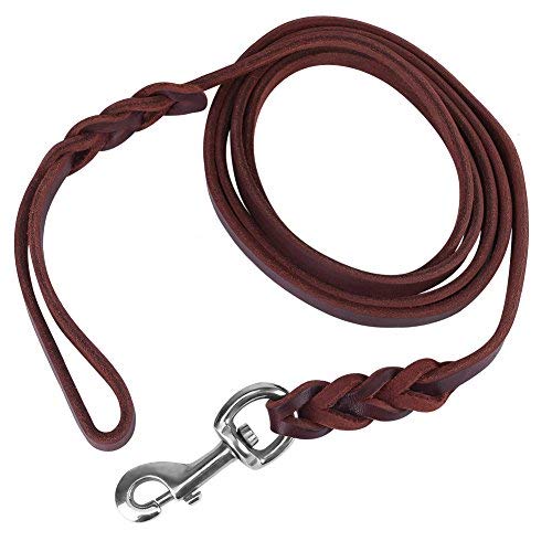 HEEPDD Heavy Duty Lederen Hondenriem Pet Training Gevlochten Hondenriem voor Middelgrote en Grote Honden Wandelen Training (2,1 m)