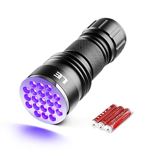 LE Uv-blacklight d-mini-zaklamp met 21 ds als huisdierurinedetector, ultraviot licht met 395 nm voor geocaching, urinetectoren, enz. Inclusief 3 AAA-batterijen