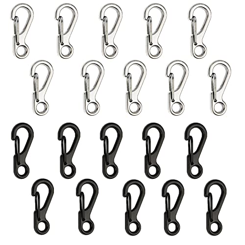 MOJOTIC 20 stuks mini SF karabijnhaken, mini karabijnhaken, karabijnhaak mini, karabijnhaak mini, karabijnhaak mini, karabijnhaak klein, sleutelkarabijnhaak voor camping, ring, clip, haken, lichte