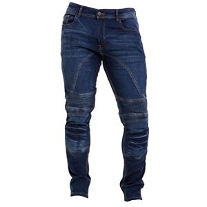 Qaswa Heren motorfiets jeans denim broek motorbroek biker jeans stretch aramide bescherming voering, Blauw, 36W / 34L