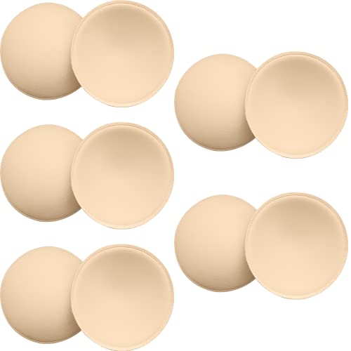 SKENGWEL 5 paar ronde beha inzetstukken pads, verwijderbare en wasbare beha cups inzetstukken voor bikini's top badpak sport beha, 5 Paar Beige A/B, A/B/C