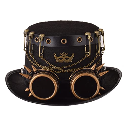 GRACEART Steampunk hoge hoeden met bril (diverse stijlen), Stijl-19, 61