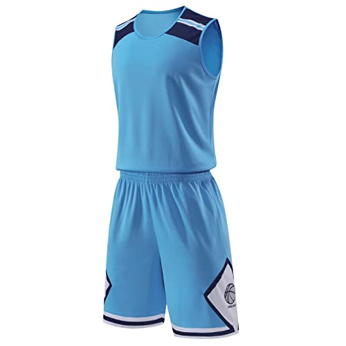 HULG Kids Basketball Kit, basketbal Kit, basketbal Kits voor jongens, kinderen Basketbal Set, Heren Basketbal Jersey en Shorts Team Uniform met Zakken Sportkleding Uniform (jersey-04, S)