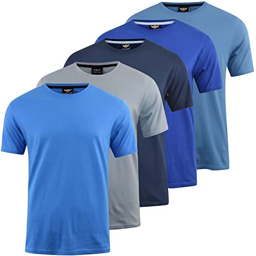 Kandor Heren T-shirt, set van 5, T-shirts voor heren, UK kleding, multipack ronde hals T-shirt tops, set effen 100% katoenen T-shirts, kwaliteit gym, werk, heren T-shirts, casual klassieke T-shirts, M