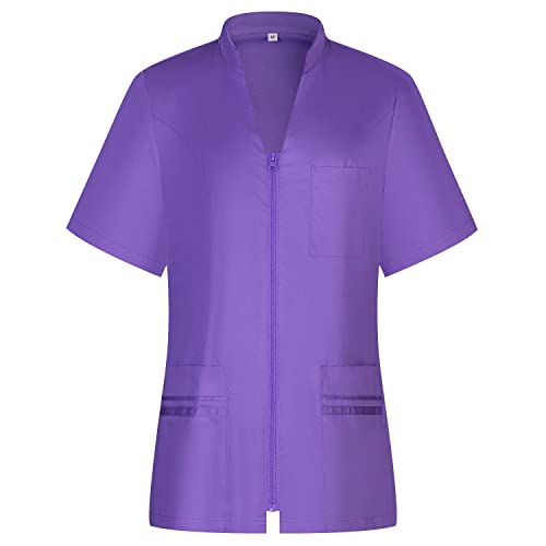 MISEMIYA Shirt voor dames sanitair uniform gastronomie 712, Lila, S