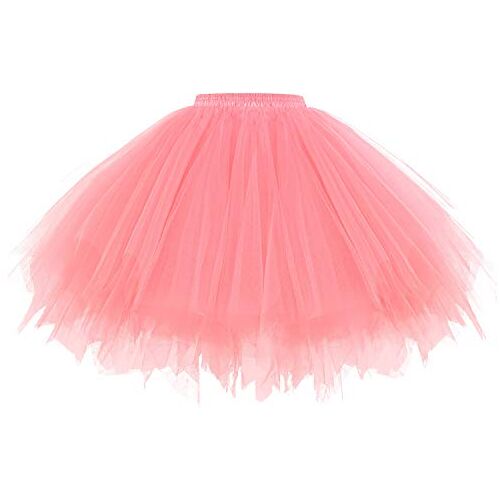 Gardenwed Tutu tule rok dames jaren 50 rockabilly petticoat tutu onderrok jaren 50 vintage hoepelrok rockabilly rok feestelijke tule partyrok, koraalrood, S