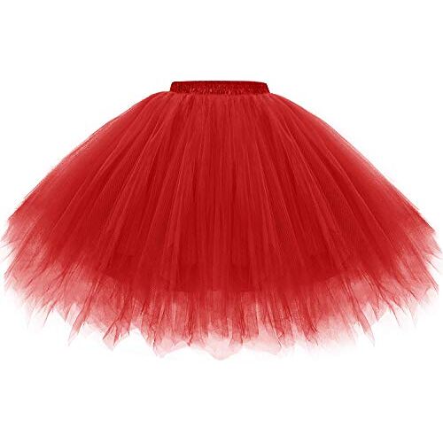 Gardenwed Tutu tule rok dames jaren 50 rockabilly petticoat tutu onderrok jaren 50 vintage hoepelrok rockabilly rok feestelijke tule partyrok, rood, L