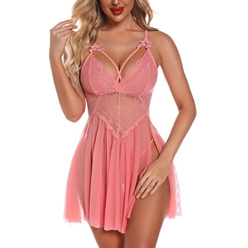 RSLOVE damesondergoed, sexy, babydoll, kolom, ondergoed, dames, sexy, Roze, XXL