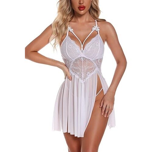 RSLOVE damesondergoed, sexy, babydoll, kolom, ondergoed, dames, sexy, Wit., M