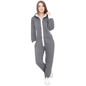 Juicy Trendz ® Dames eendelig met capuchon, eendelige pyjama Unisex Gr. Medium, antraciet