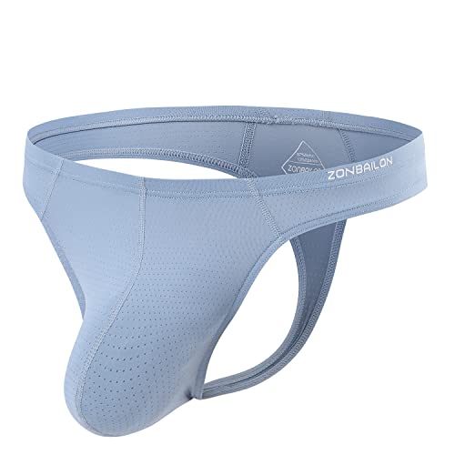 BIATWOWR Herenstring, tanga met pouch sexy ondergoed voor mannen, mesh ondergoed, string voor heren, sexy ondergoed, 1 x lichtgrijs, M