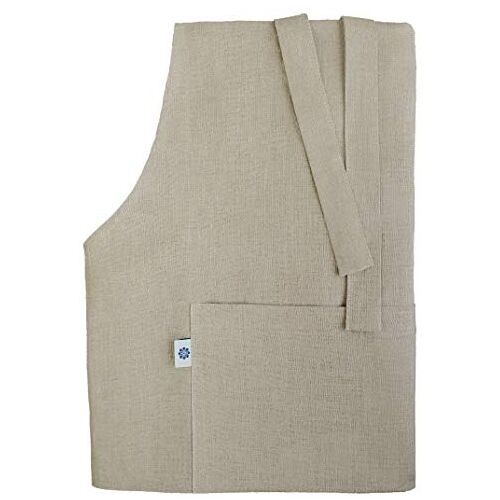 Linen & Cotton Schort Keuken Schort Dames Heren Vrouwen Mannen Kami – 100% Linnen, Beige Natuur (70 x 100 cm) Lang Huishoudelijke Koken Schort voor Het Koken Bakken Bakkerij Restaurant Bloemenwinkel