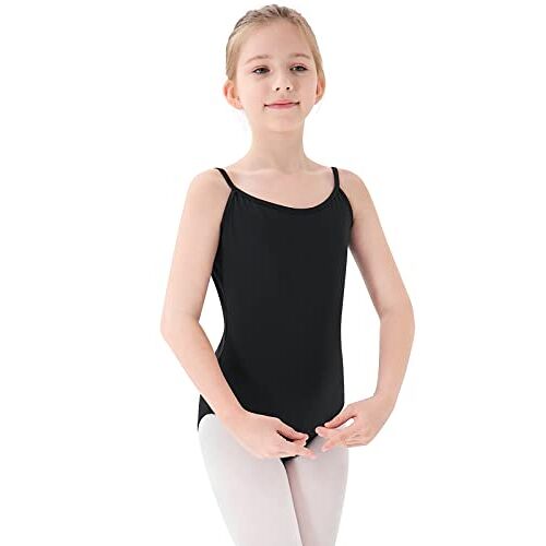 PLIKSUVER Balletpak meisjes balletshirt naadloos balletpak dansen, zwart, 130（Höhe:120-130cm）
