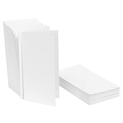 Ideen mit Herz Blanco Vouwkaartenset, vouwkaarten met envelop, 50 kaarten en 50 enveloppen, kaarten om zelf vorm te geven, kaartformaat 10,5 x 21 cm, DIN lang)