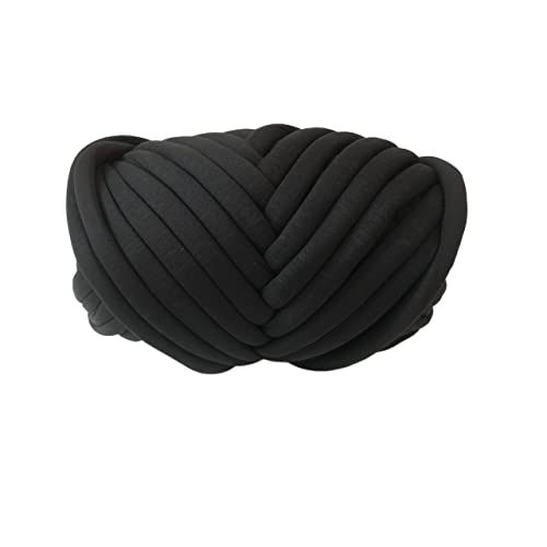 FIQARO Chunky Garen, Arm Breien Garen 1KG Dik Super Volumineuze Chunky Garen voor Hand Breien Haak Zacht Groot Katoen DIY Arm Breien Roving Spinning Garen voor Deken ( Kleur: 1kg Zwart)