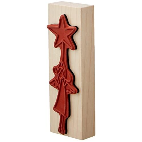 Rayher Hobby 28769000 houten stempel alle jaren weer engelmotief, 4 x 12 cm, motiefstempel engel, kerststempel, motiefstempel hout, boterstempel