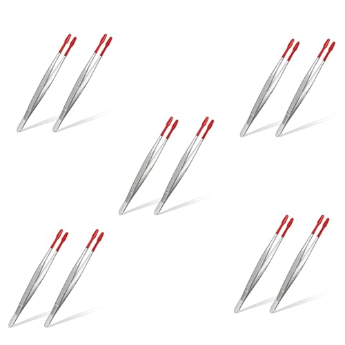 HUPYOMLER 10 Stuks Rubber Tip Pincet PVC Siliconen Precisie Pincet Laboratorium Industrieel Hobby Craft Pincet Tool-Rood