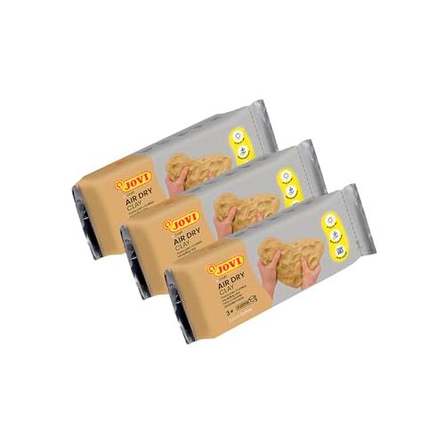 Jovi Air Dry Kit met 3 stuks modelleerpasta, aan de lucht drogen zonder oven, kleur oker, 3 x 250 gram (P87/3)