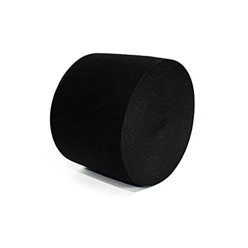 J & C 25 meter elastische naadband, platte elastiek, brede elastische band, brede platte elastische band, zwarte elastische band, elastische band, elastische band, zwart, (60 mm x 25 m)