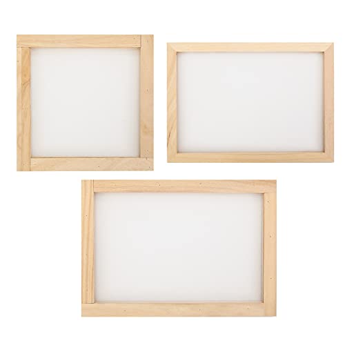 Hayaww 3 Pcs Handmallen Voor Het Maken Van Papier, Houten Zeefdrukframe Papier Maken Frame Papier Maken Zeef Hout Papier Maken Zeefset Papier Hout Maken Mal, 3 Maten, Voor Tieners Onderwijs Papier Maken