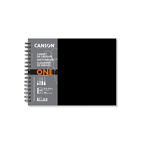 Canson One Art Book Schetsboek, fijne korrel, 100 g/m², spiraalgebonden, 27,9 x 21,6 cm, wit, 160 vellen