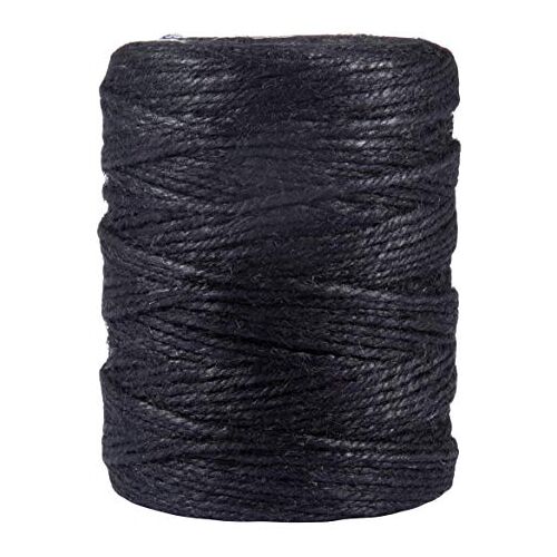 Rayher 4200301 jutegaren, 3-voudig, 3,5 mm ø, spoel 280 m, kleur zwart, jute koord, bindgaren, bindkoord, decoratief koord, jutekoord