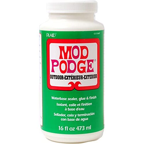 Mod Podge 16 oz outdoor decoupage, synthetisch materiaal, wit, 7,1 x 7,1 x 14,5 cm