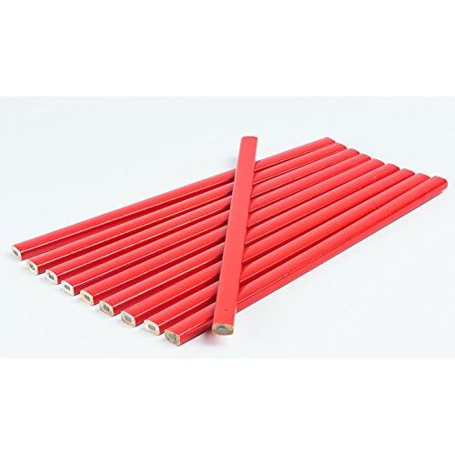 Goodway Timmermanspotloden, 20 stuks, rood, ovaal, 250 mm, timmermanspotlood, bouw potloden