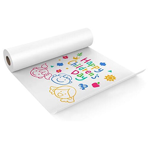 KAVAVO Witte papierrol, 43 cm x 10 m, rol kraftpapier, wit, ideaal voor ezel papier, prikbordpapier, muurkunst, inpakpapier (papier, 1 stuk)