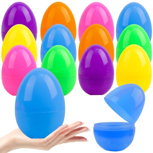 Foesihep 50 x paaseieren, kleurrijke plastic paaseieren van kunststof, groot, plastic eieren, kleurrijk, paaseieren om te vullen, feestset Pasen