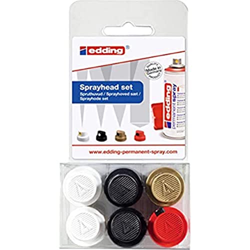 edding 5200 permanente spuitkop set set van 6 spuitkoppen verwisselbare spuitkoppen in 4 verschillende spuitbreedtes van fijne lijntjes (1 cm) tot grote oppervlakken (14 cm)