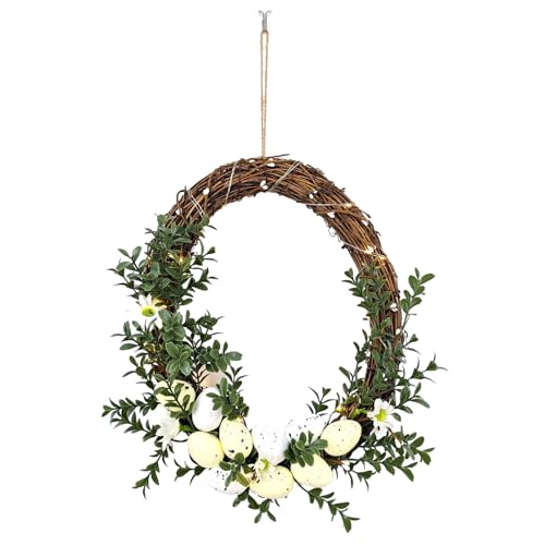 LERONO Pasen Bloem Cirkel Mooie Bloem Hoepel Kleurrijke Eieren Slingers Creatieve Pasen Kransen Ornamenten Deur Slingers Retail Display Item