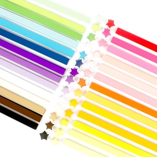 Zureto Origami Star Paper Strips, Paper Ster Paper Strips, Lucky Star Paper Strips DIY Stars Paper Folding Strips Pakket (27 kleuren, 1350 stuks)