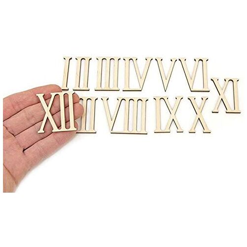 RUINUO 12 stks Houten Romeinse Cijfers Vorm Hout Numeriek Cijfers Ornamenten Craft Decoratie (4cm hoog)